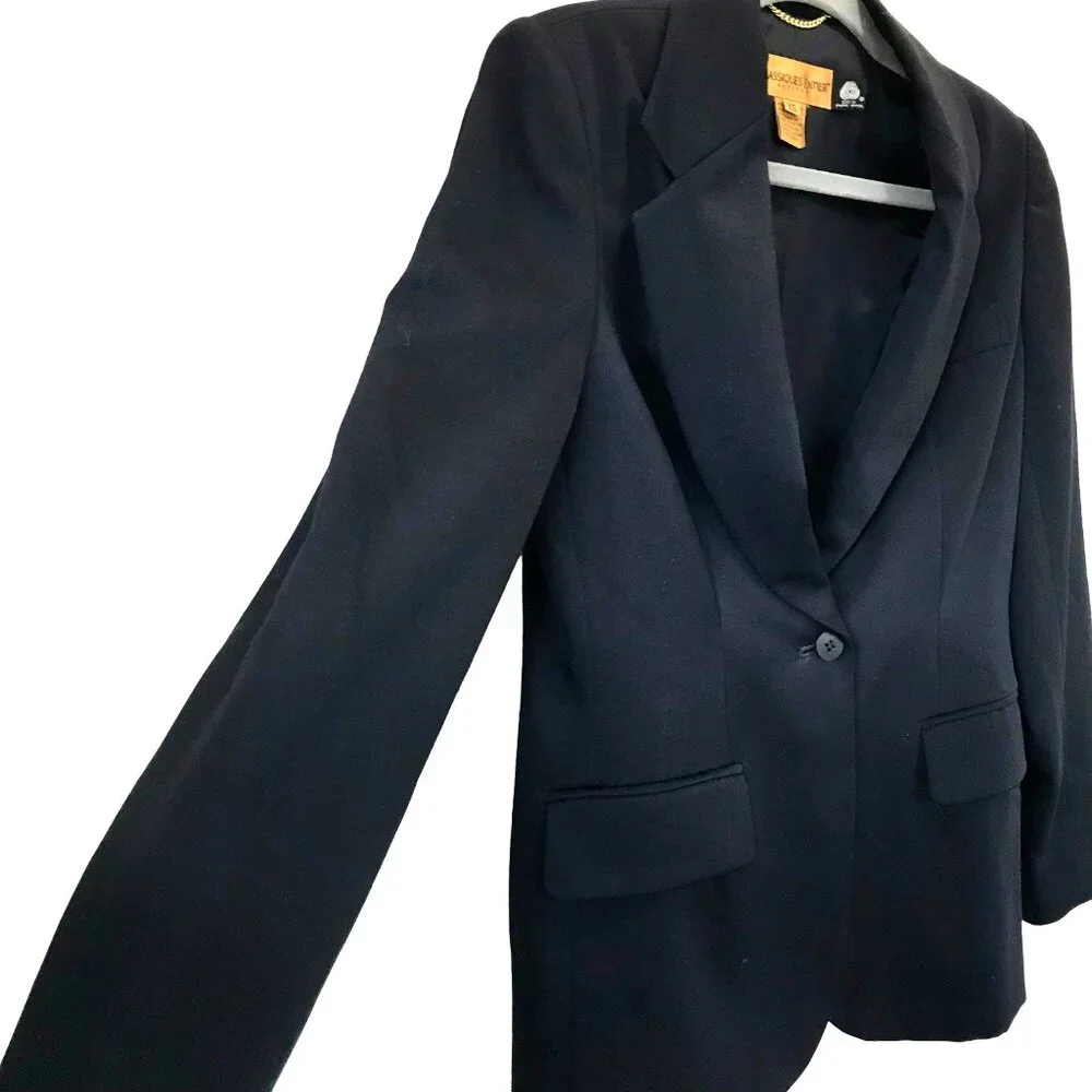 Classiques Entier 100% Wool Vintage Navy Blue Women's‎ Blazer. Size Petite XS